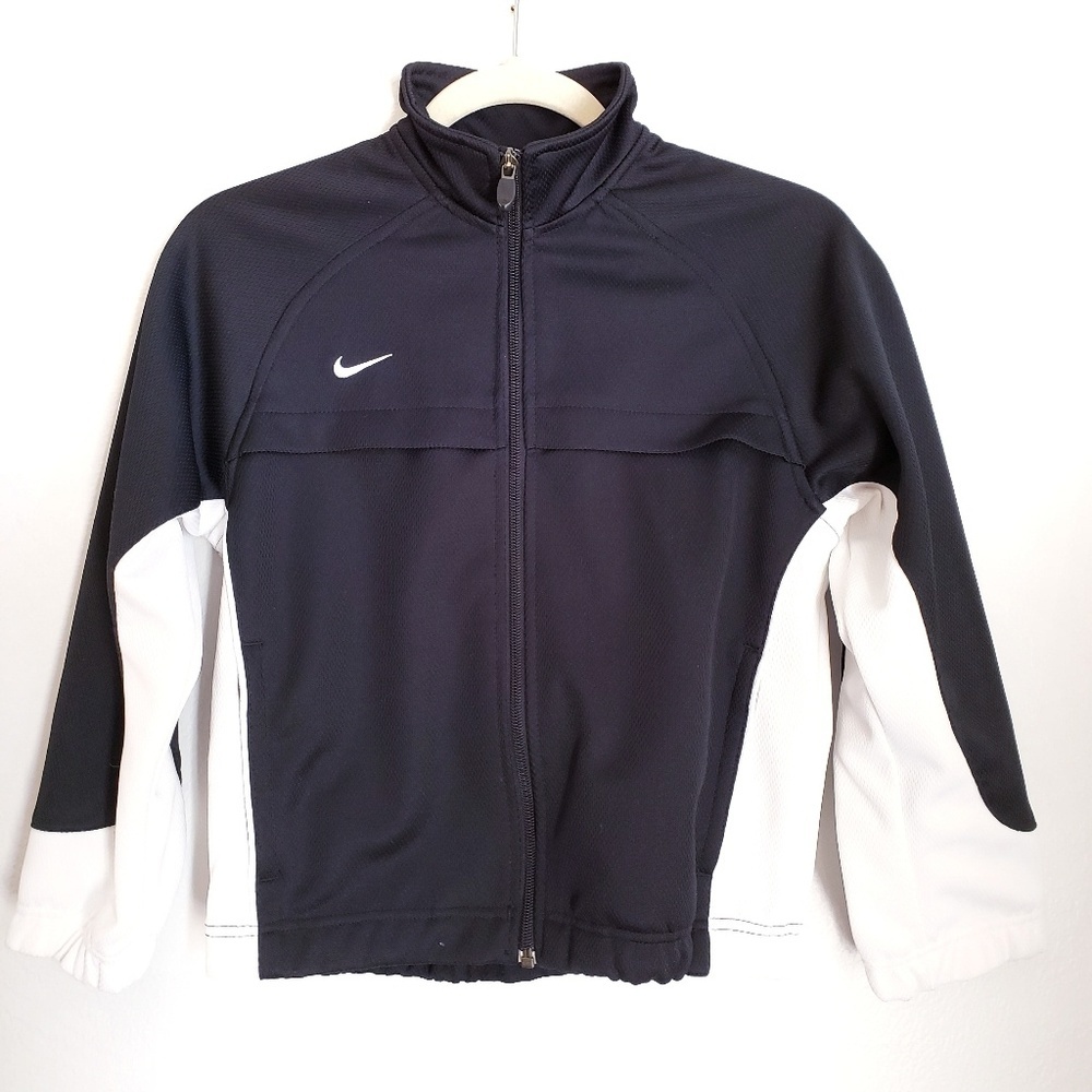 Nike Jacket Kids S Small Black White Zip Up